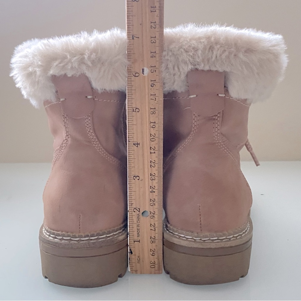 Steve Madden Peachy Tan Faux Fur-Lined Lace Combat Walking Ankle Boots Size 8 M - Picture 14 of 14